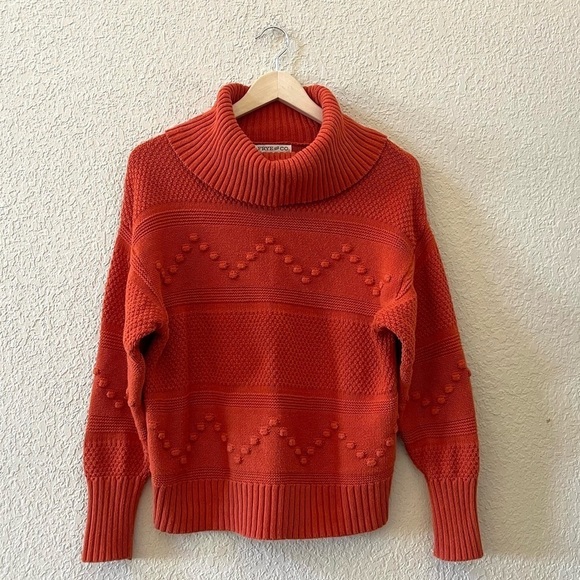 Frye And Co Sweater Chunky Knit Pullover Cowl Neck Casual Rust Orange Small - Picture 2 of 8